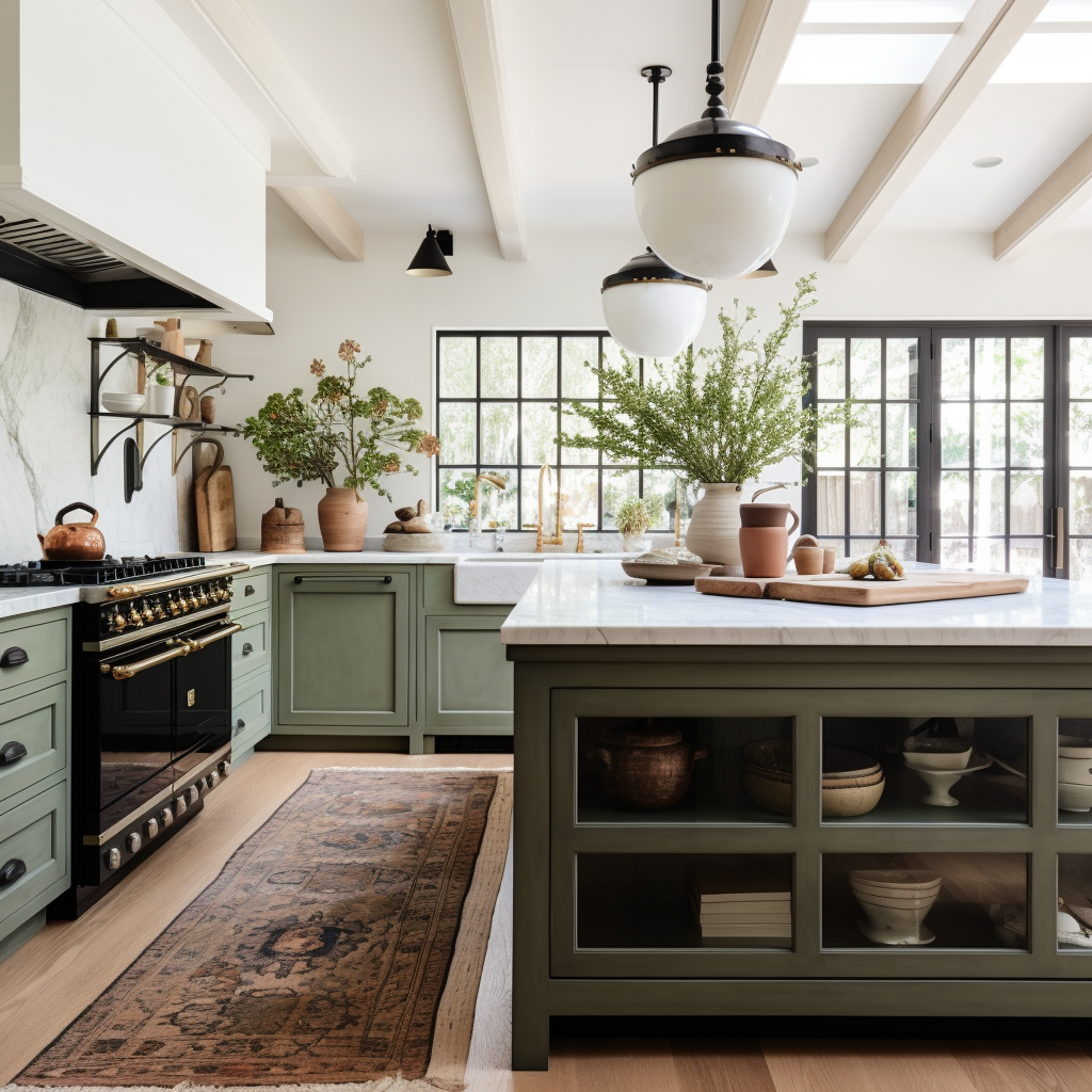 Sherwin-Williams' Dried Thyme, kitchen inspiration, green-hued kitchen ideas