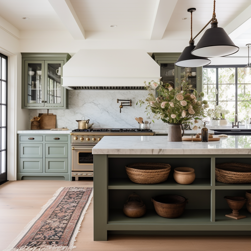 Sherwin-Williams Contented kitchen inspiration, green-hued kitchen ideas