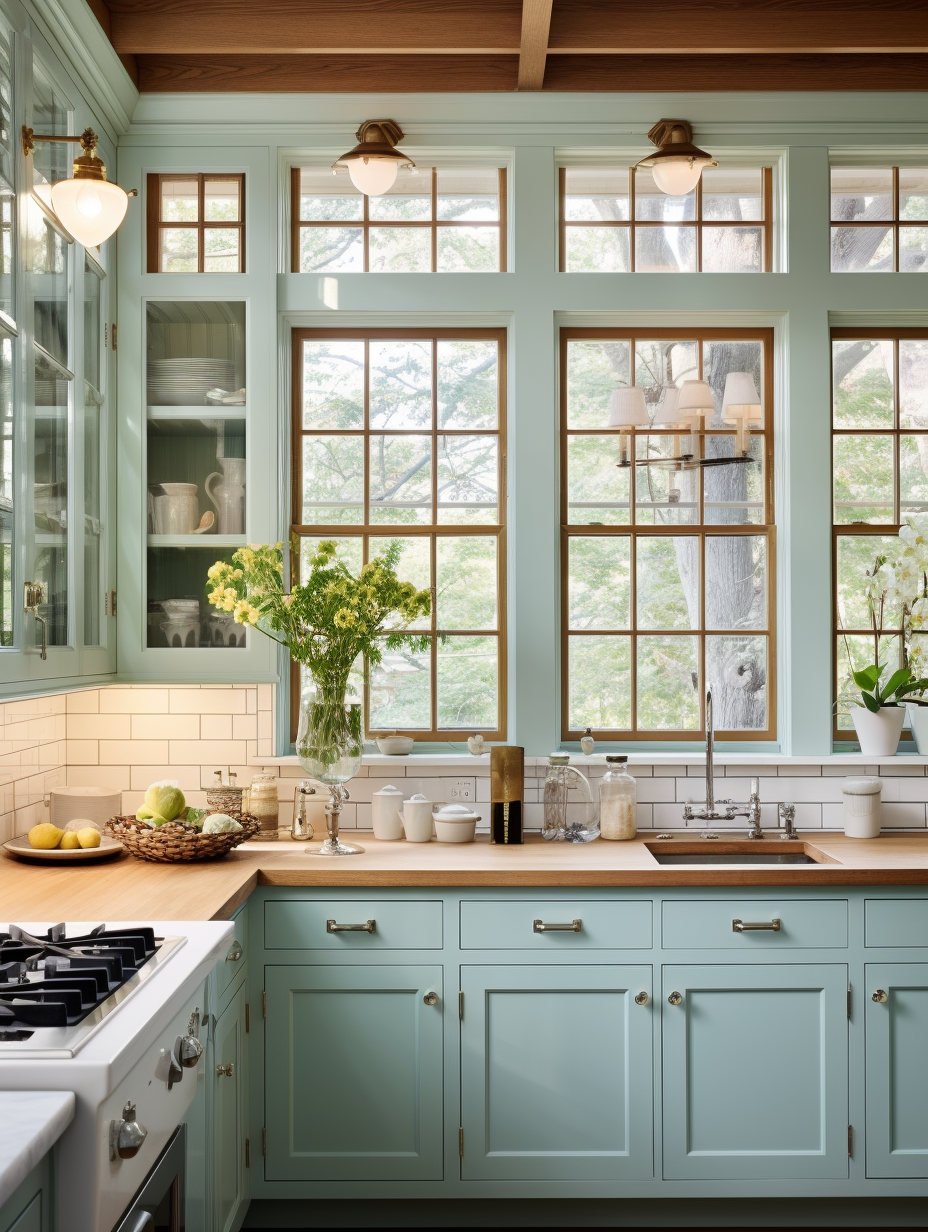 Benjamin Moore's Palladian Blue kitchen inspiration, green-hued kitchen ideas