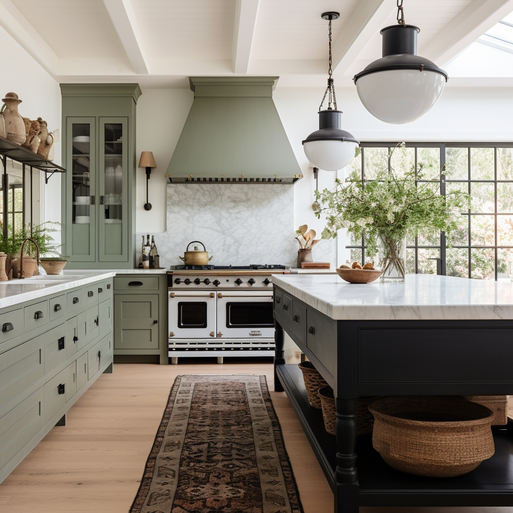 Sherwin-Williams' Contented kitchen inspiration, green-hued kitchen ideas