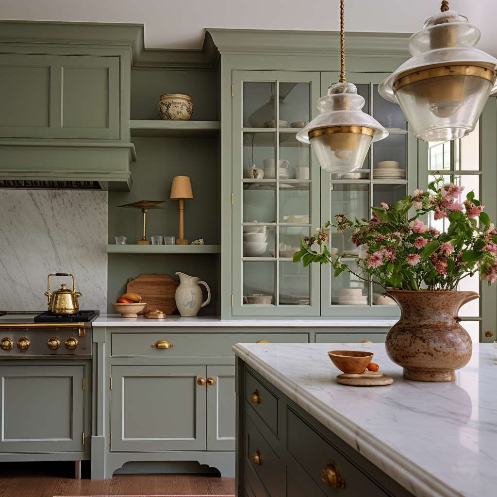 Sherwin-Williams's Ripe Olive kitchen inspiration, green-hued kitchen ideas