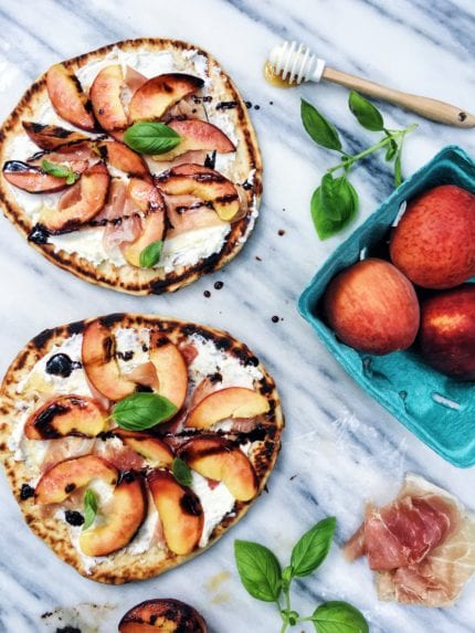 peach and goat cheese flatbread