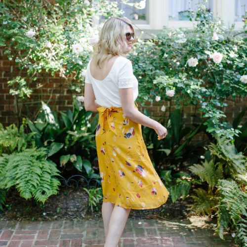 Sezane Arizona Floral & Metallic Silk Blend Skirt