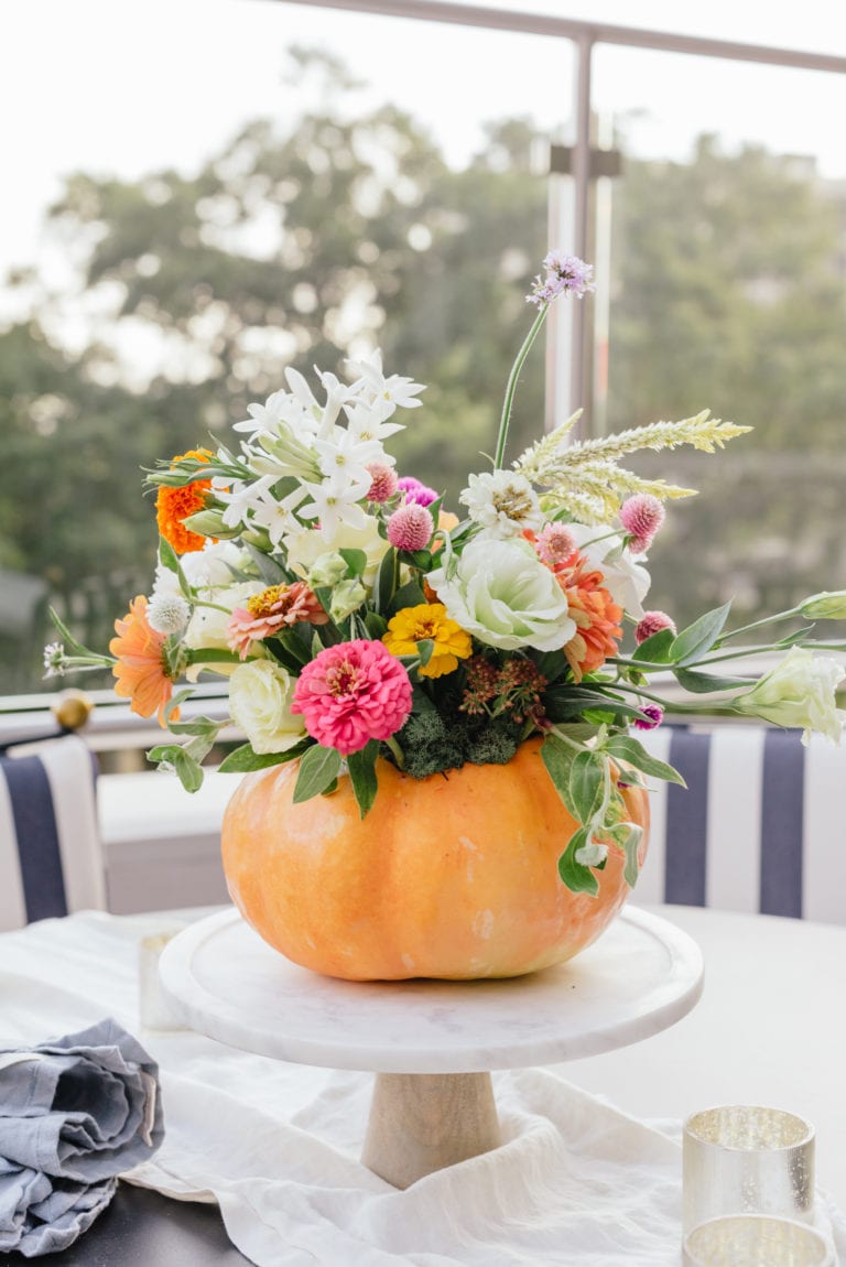 How to Make a Pumpkin Flower Arrangement - Darling Down South