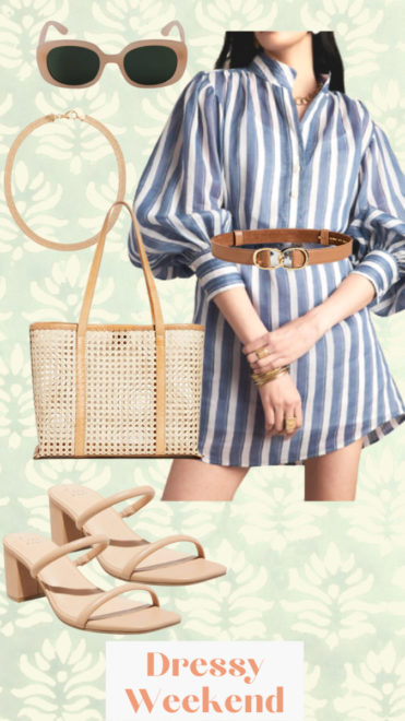 striped shirtdress outfit
