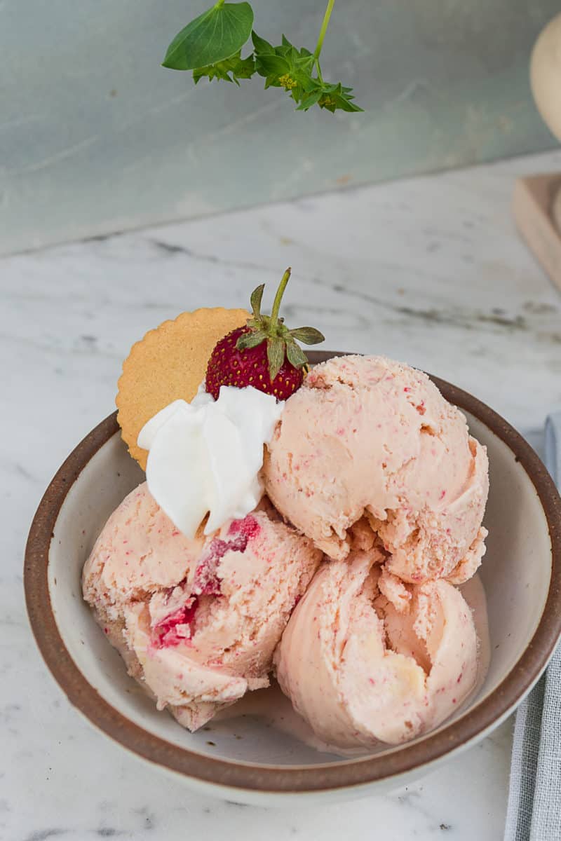 The Creamiest Homemade Strawberry Ice Cream