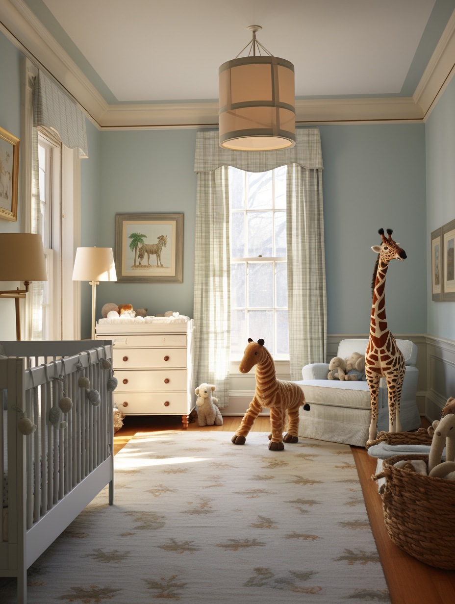 A little boy's nursery in a colonial revival style home