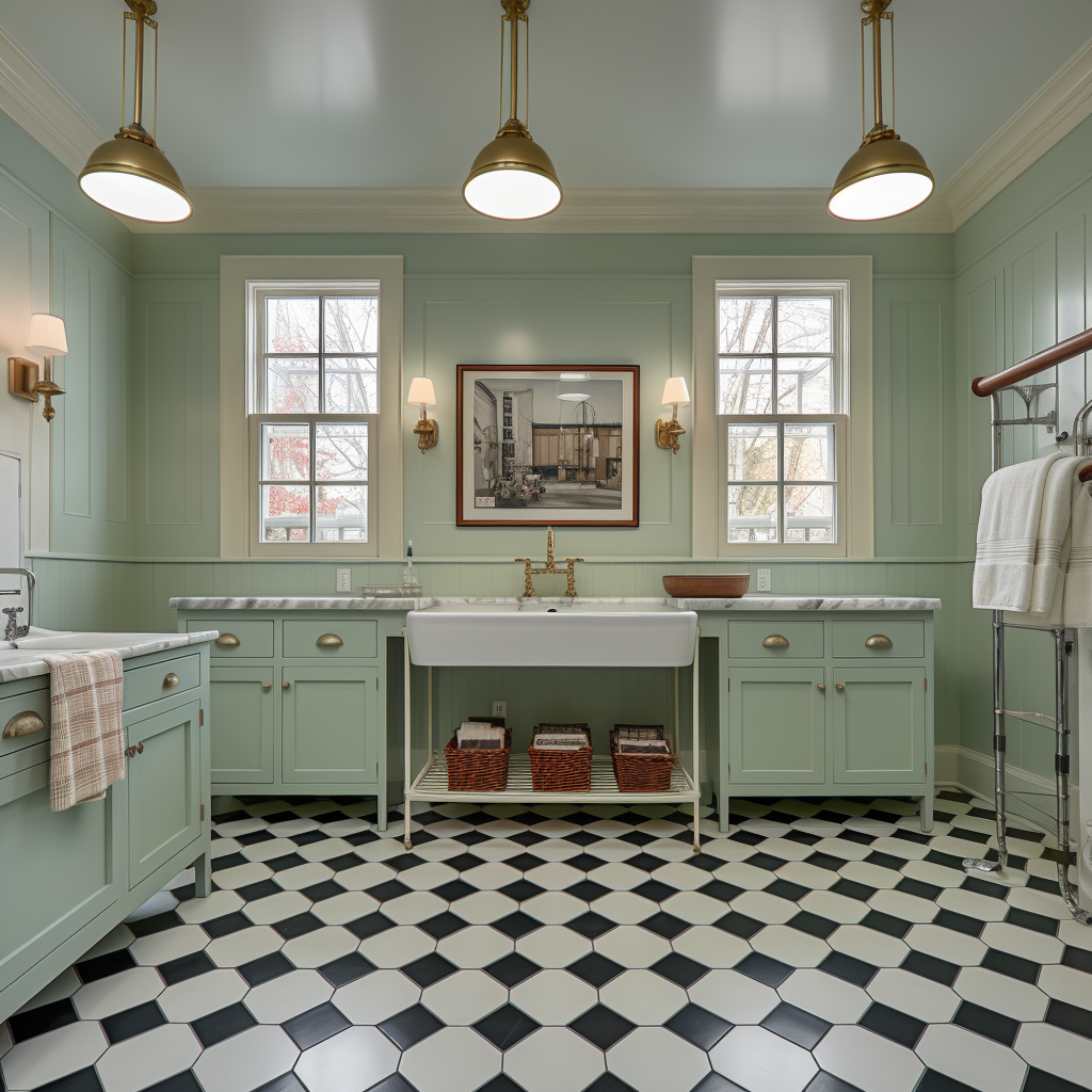 A laundry room in a colonial revival